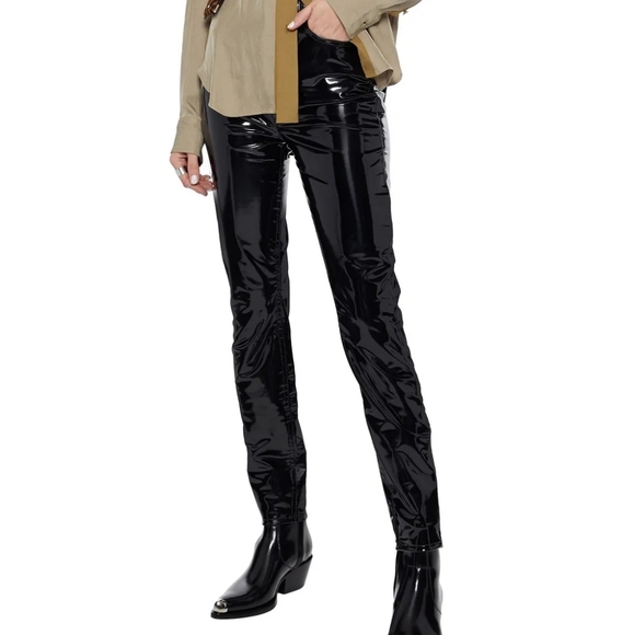 Rag & Bone Black Vinyl Skinny Pants NWT size 28 - Picture 7 of 13